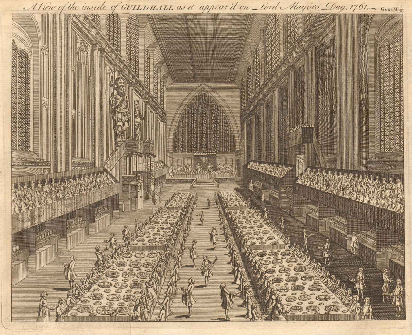 The inside of Guildhall as it appeared on Lord Mayors Day, 1761. London 1761