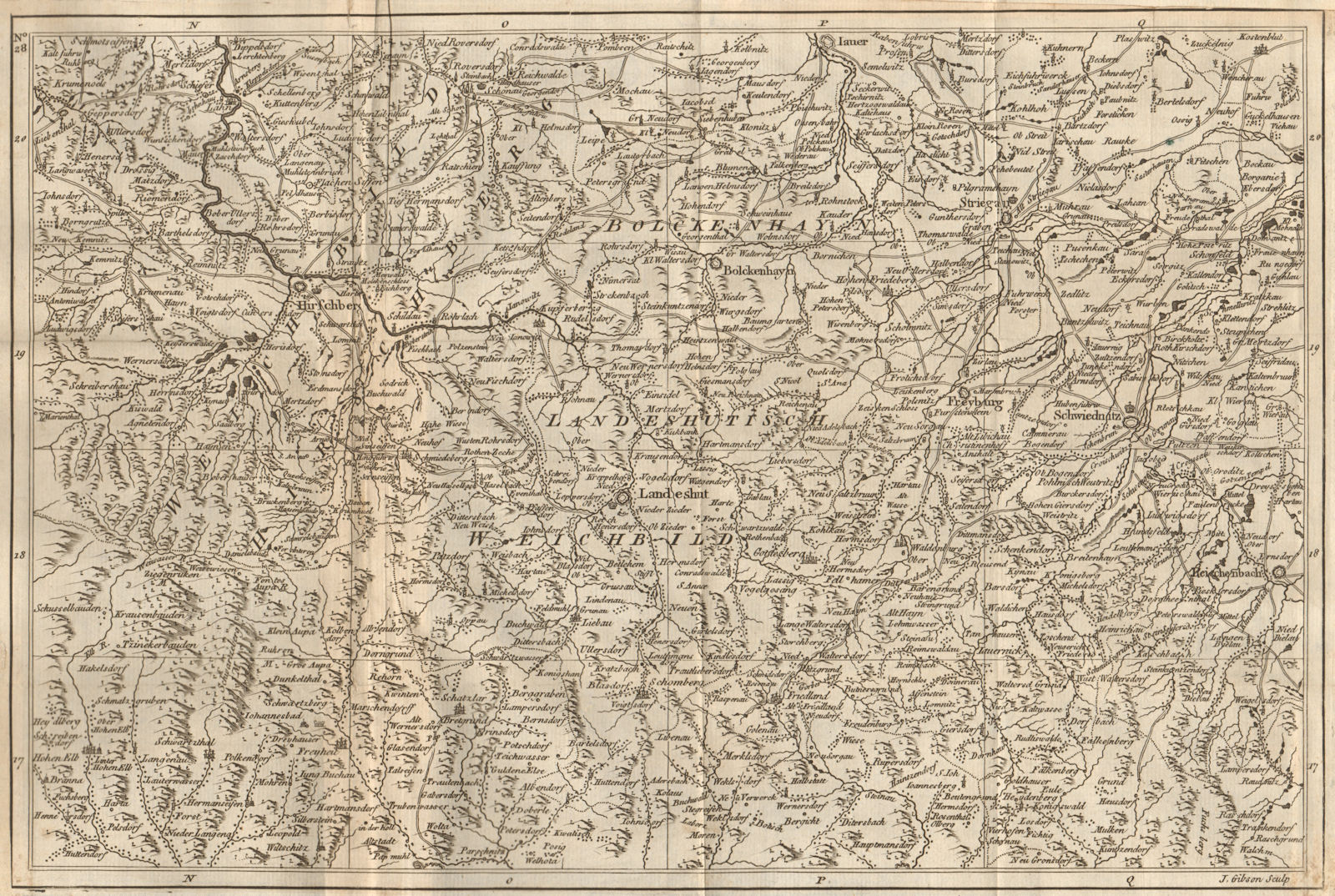 SW Lower Silesia. Jelenia & Kamienna Gora. Swidnica. Poland. GIBSON 1761 map