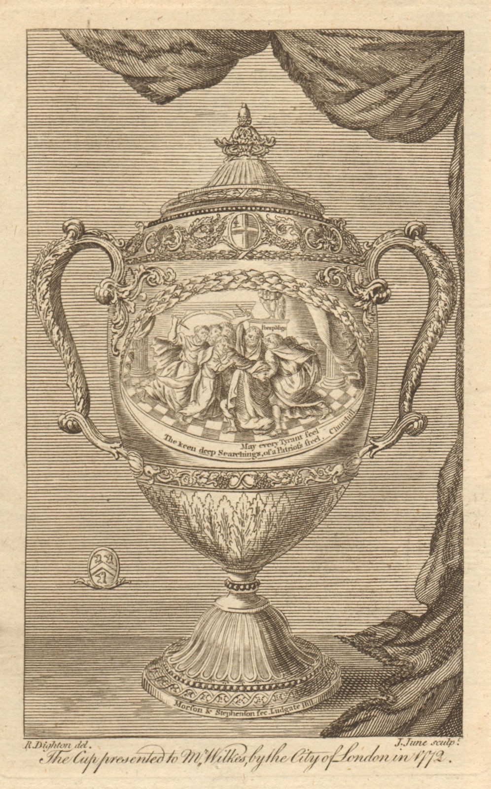 The cup presented to John Wilkes by the City of London in 1772 1774 old print
