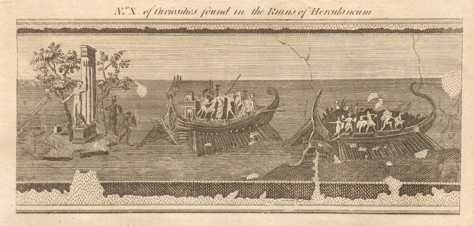 Associate Product Curiosities of Herculaneum. A painting, a naval combat. Italy. Classics 1774