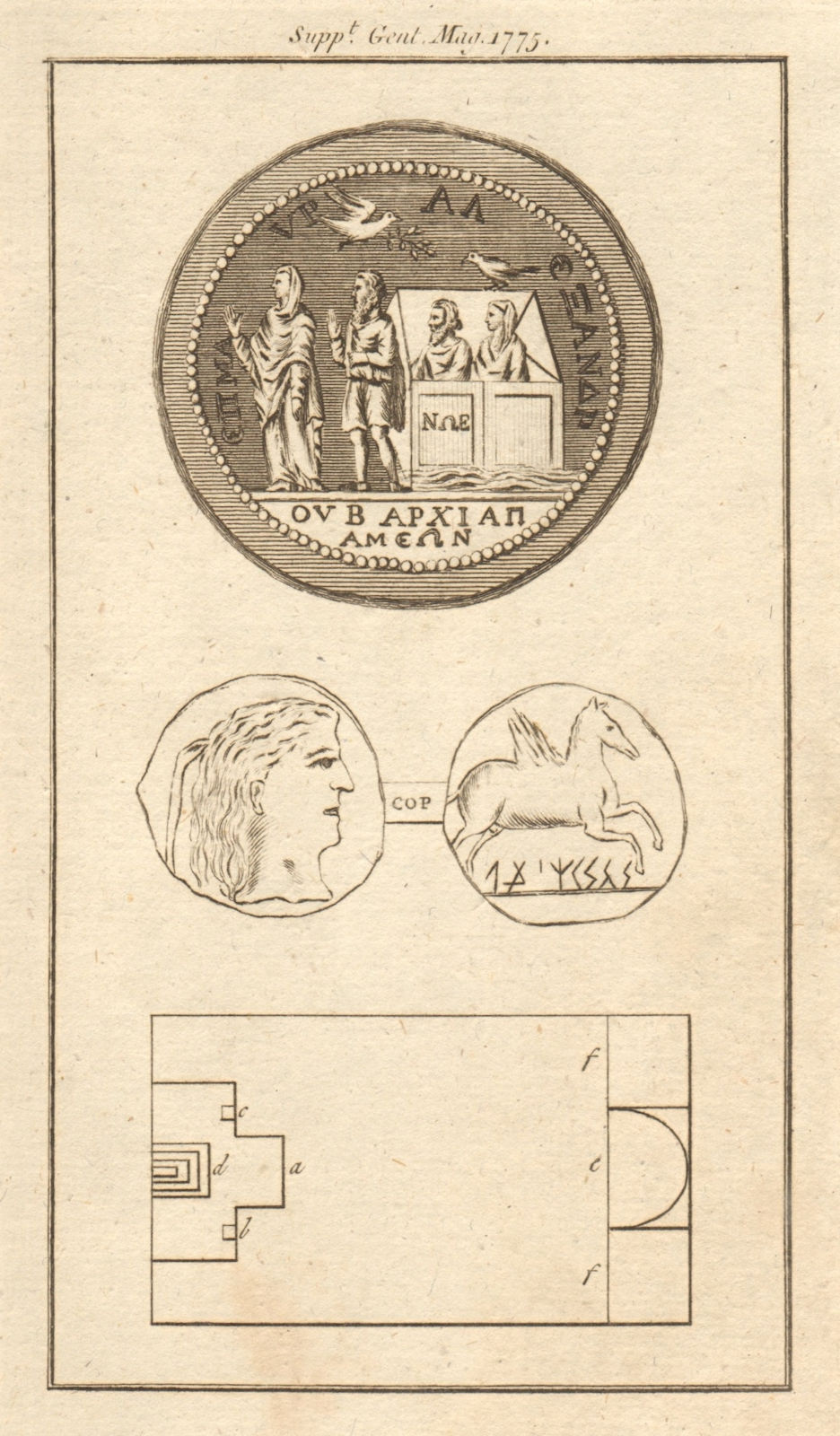 Apamean medal. Phoenician copper coin winged horse. Huntingdon Chapel, Bath 1775