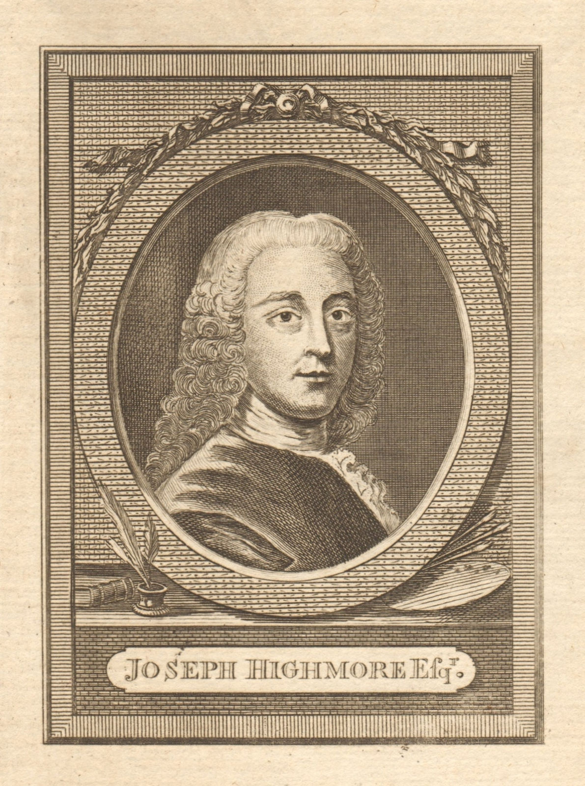 Joseph Highmore Esqr.. Painter. Artists 1780 old antique vintage print picture