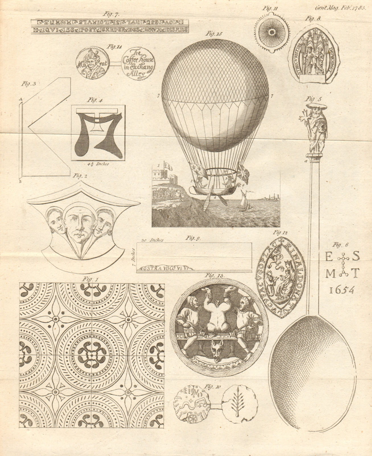 Tesscroe Whiteladies. Rodely. Blanchard's Balloon flight Dover to Calais 1785