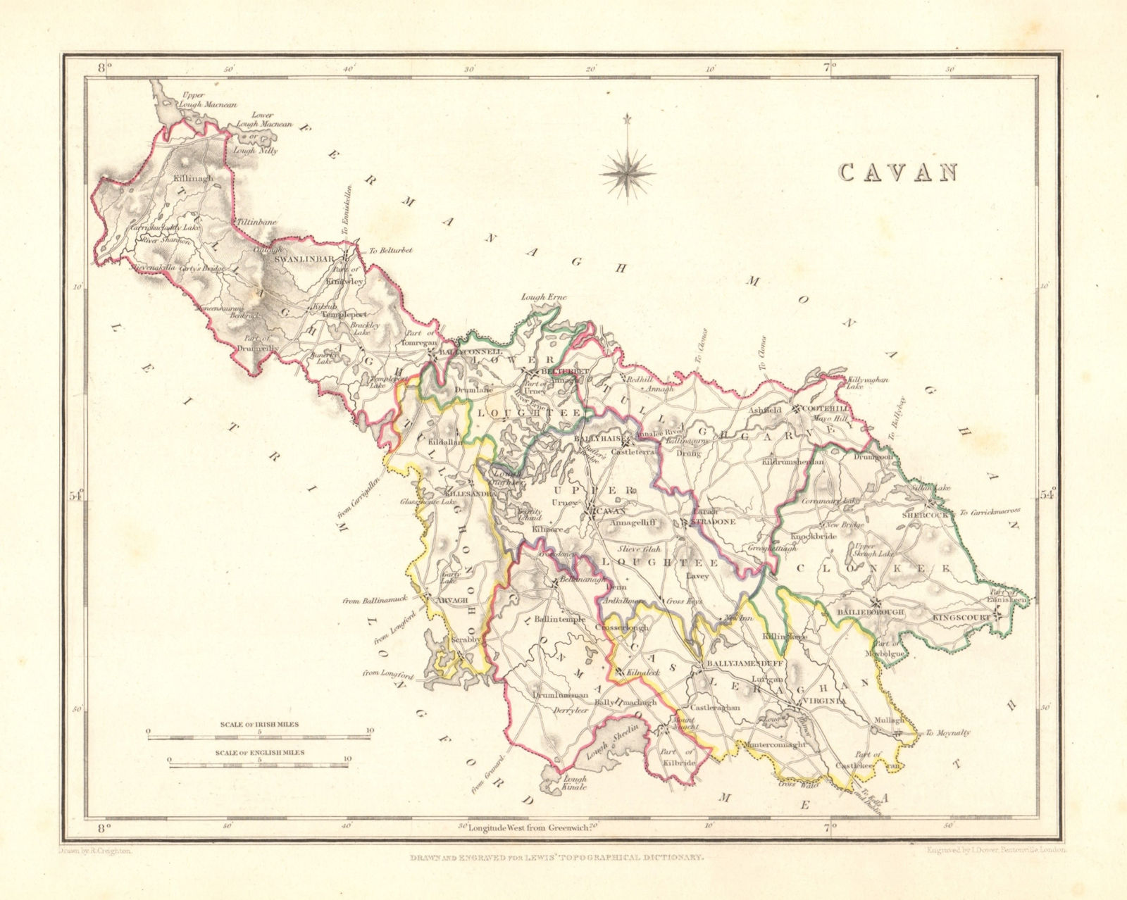Associate Product COUNTY CAVAN antique map for LEWIS by DOWER & CREIGHTON. Ireland 1846 old