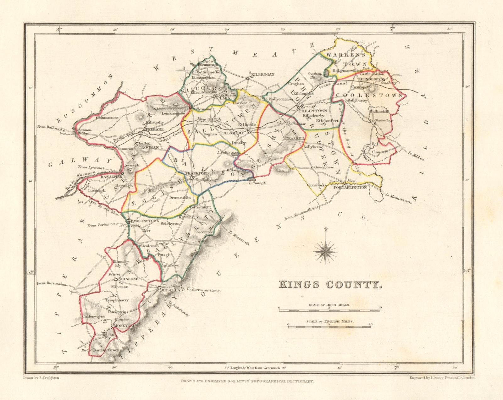 Associate Product KINGS COUNTY (OFFALY) antique map for LEWIS. DOWER & CREIGHTON. Ireland 1846