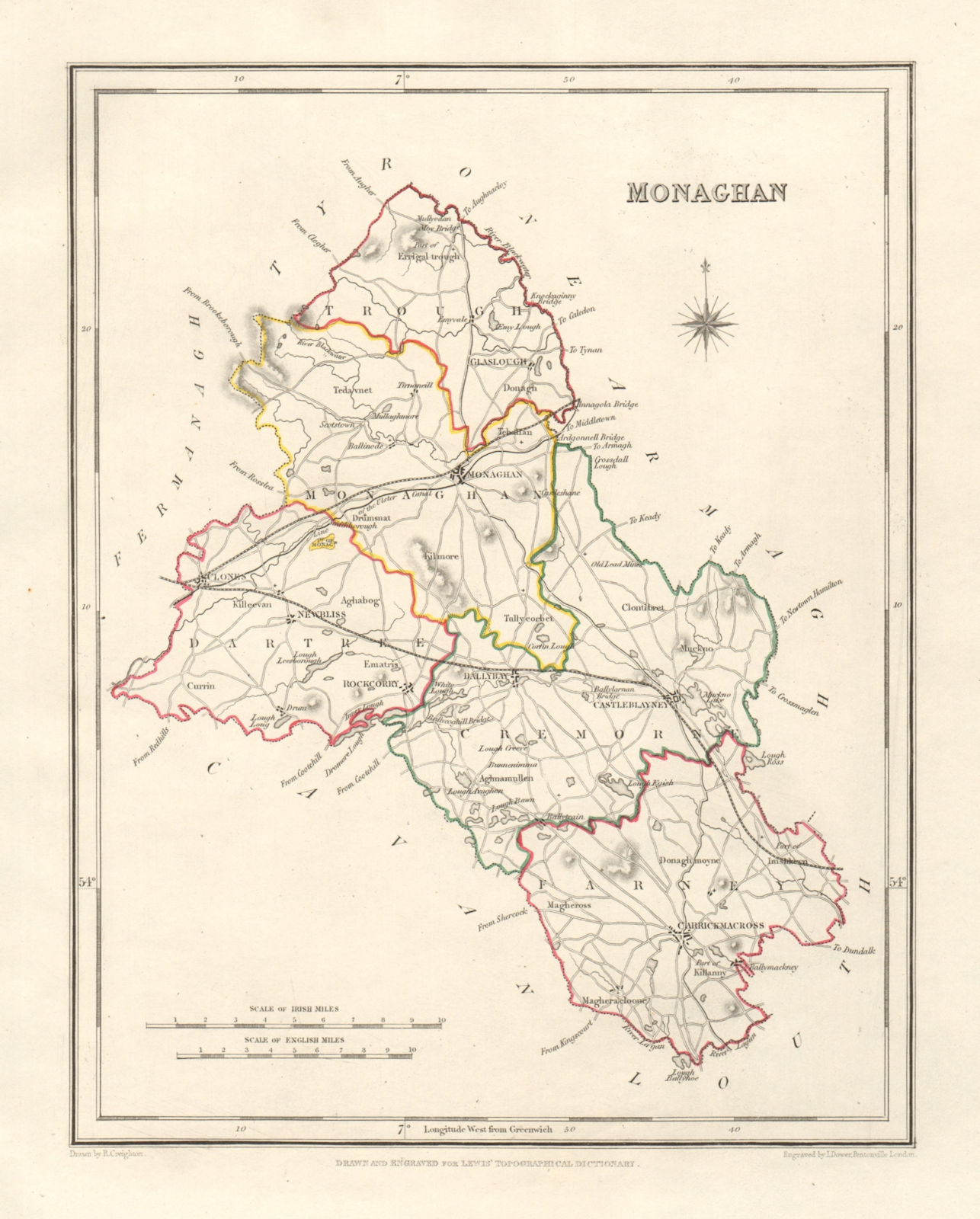 Associate Product COUNTY MONAGHAN antique map for LEWIS by DOWER & CREIGHTON. Ireland 1846