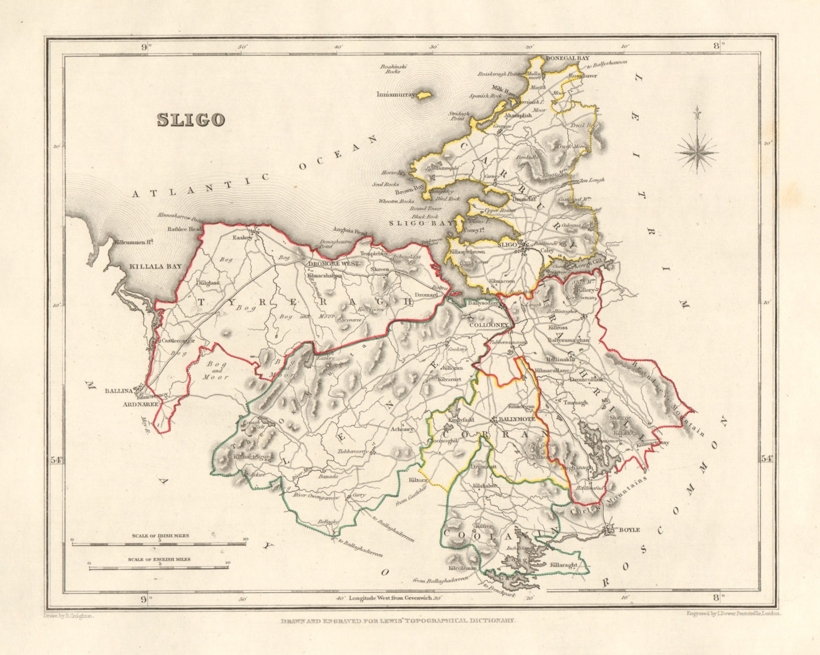 Associate Product COUNTY SLIGO antique map for LEWIS by DOWER & CREIGHTON. Ireland 1846 old