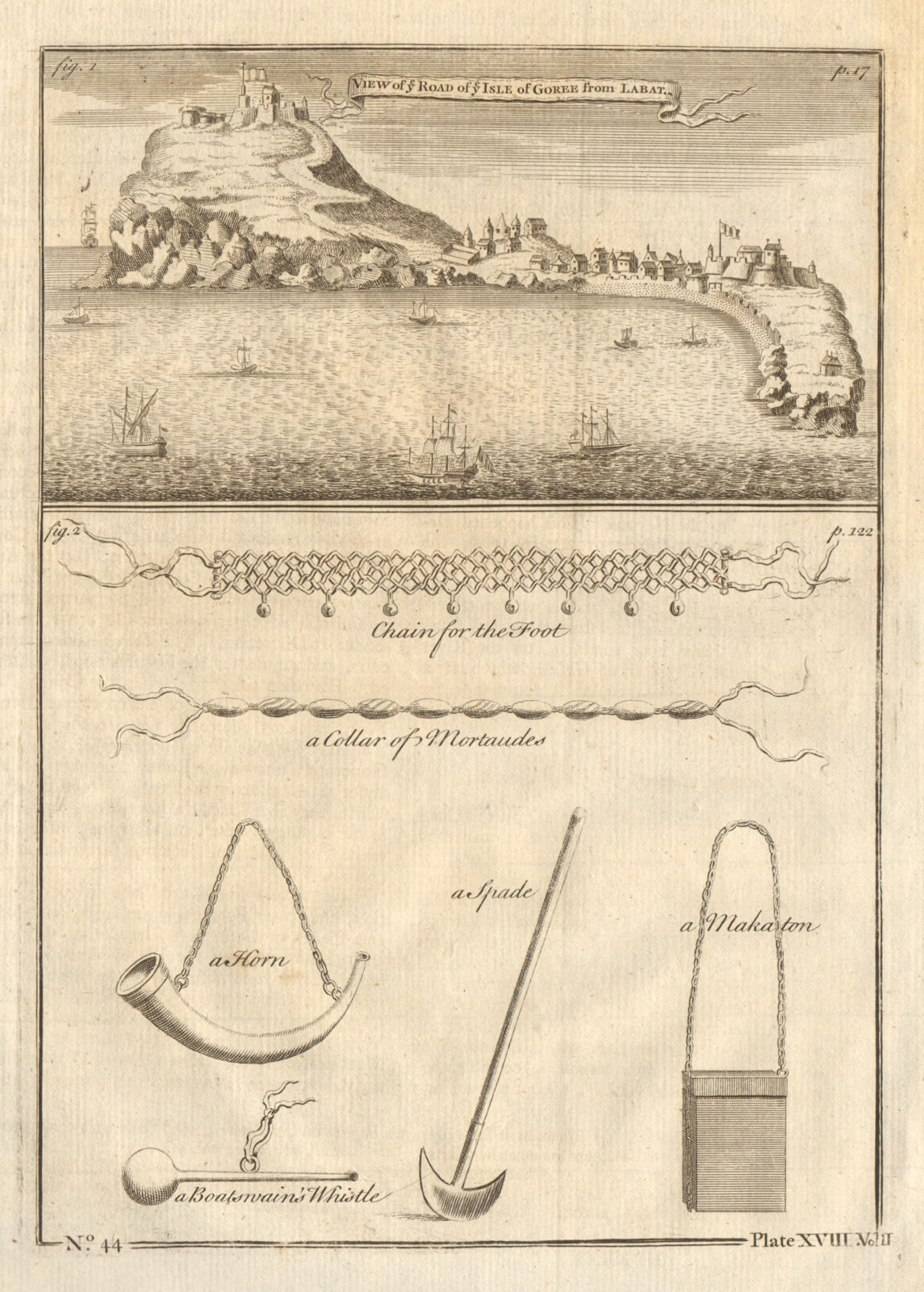 Associate Product Île de Goree, Dakar, Senegal. Foot chain. Collar Mortuade. whistle. Makaton 1745