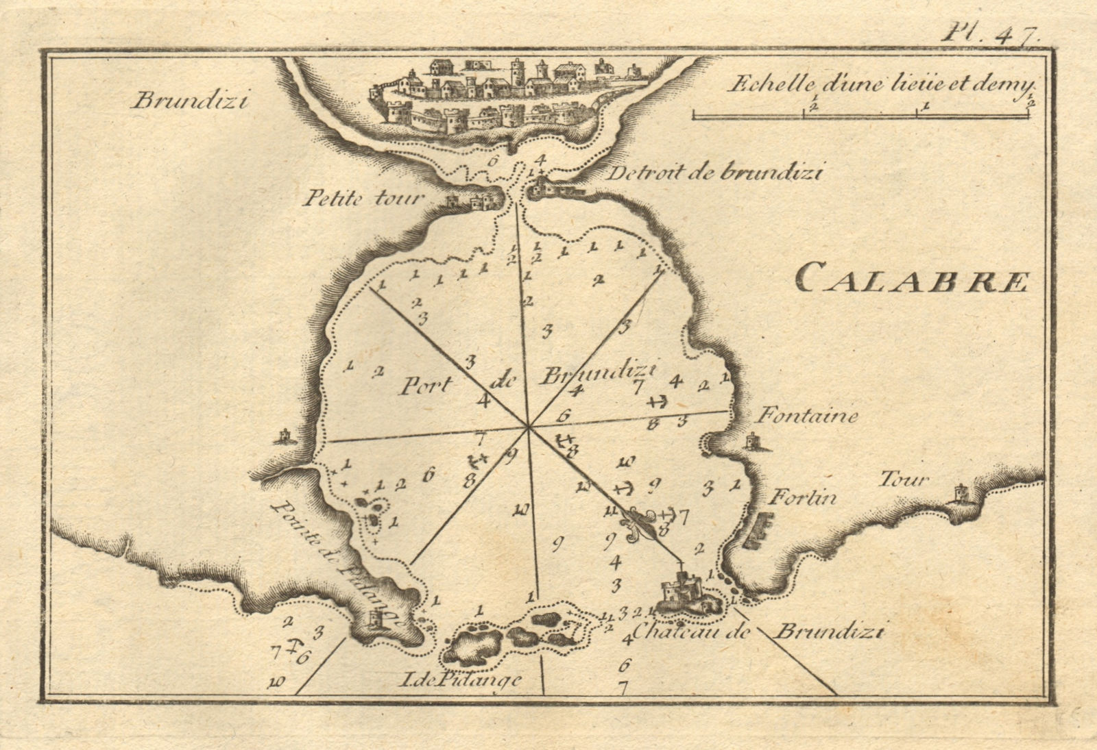 Port de Brundizi (Calabrie). Port & Roadstead of Brindisi. Italy. ROUX 1804 map
