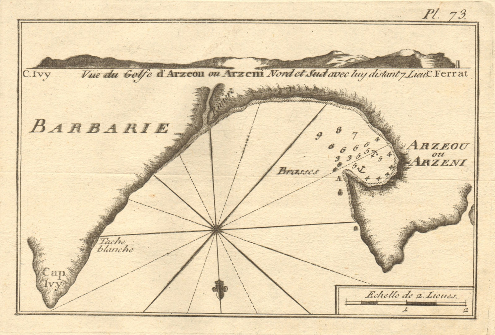 Golfe d'Arzeou ou Arzeni, Barbarie. Gulf & Port of Arzew. Algeria. ROUX 1804 map