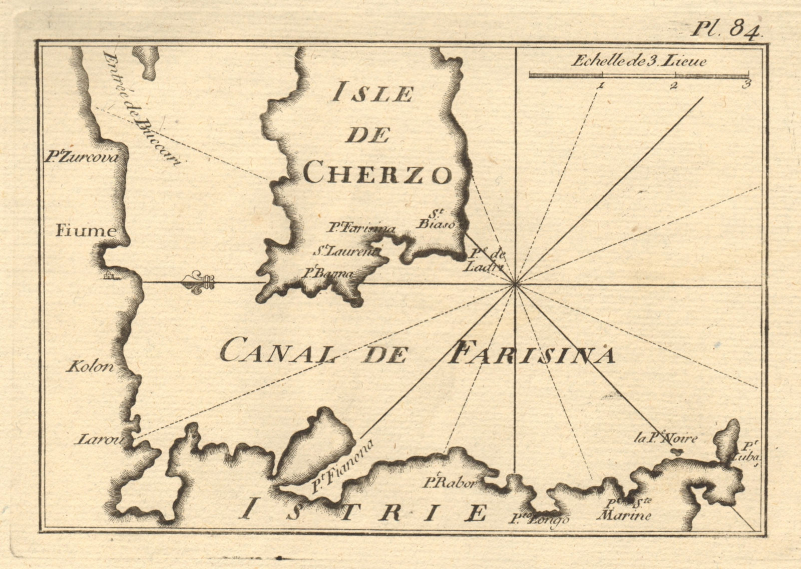 Fiume, Cherzo & Canal de Farisina. Istria Kvarner Gulf Rijeka Cres ROUX 1804 map