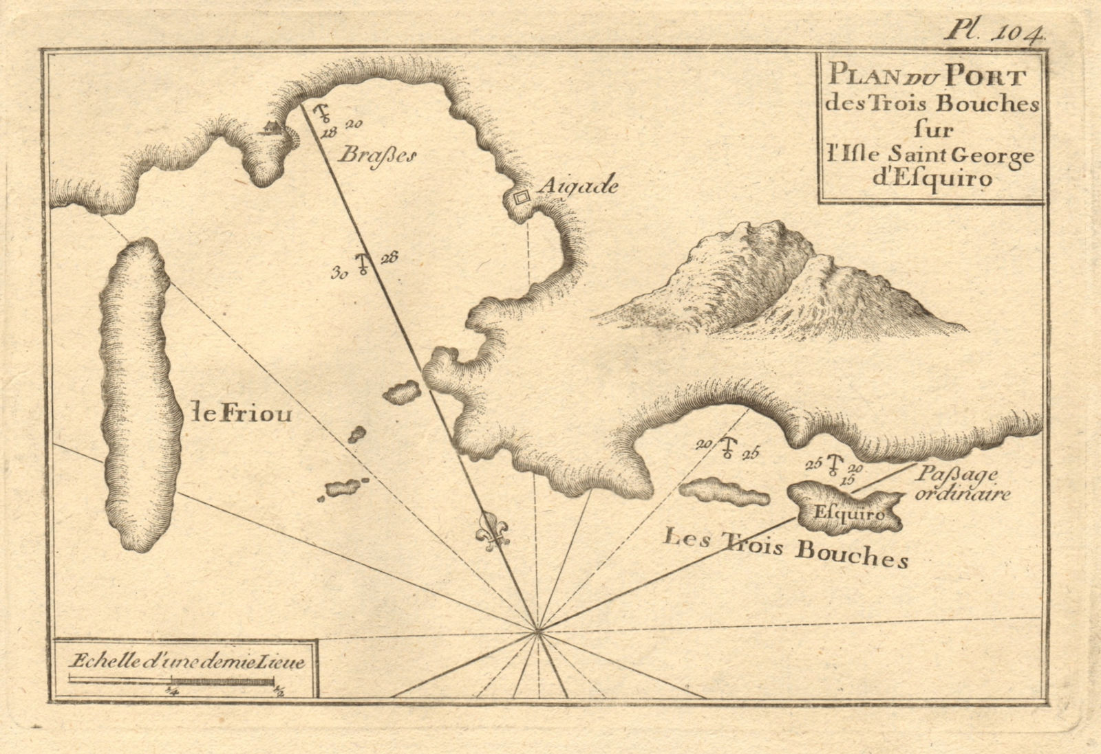 Isle St. George d'Esquiro. Skyros Valaxa Sarakino. Sporades Greece ROUX 1804 map
