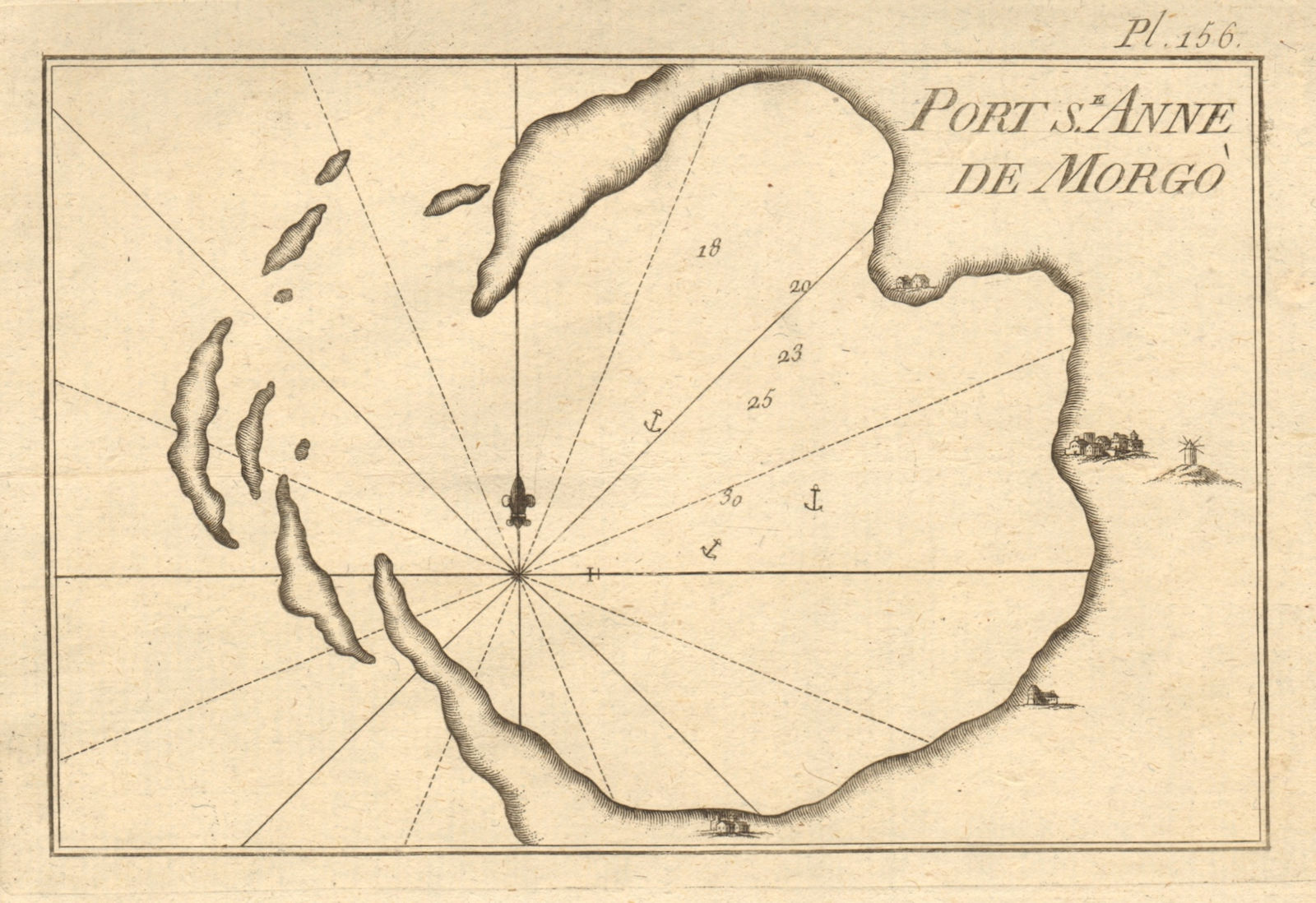 St. Anne de Morgo. Katapola, Amorgos, Cyclades. Agia Anna. Greece. ROUX 1804 map