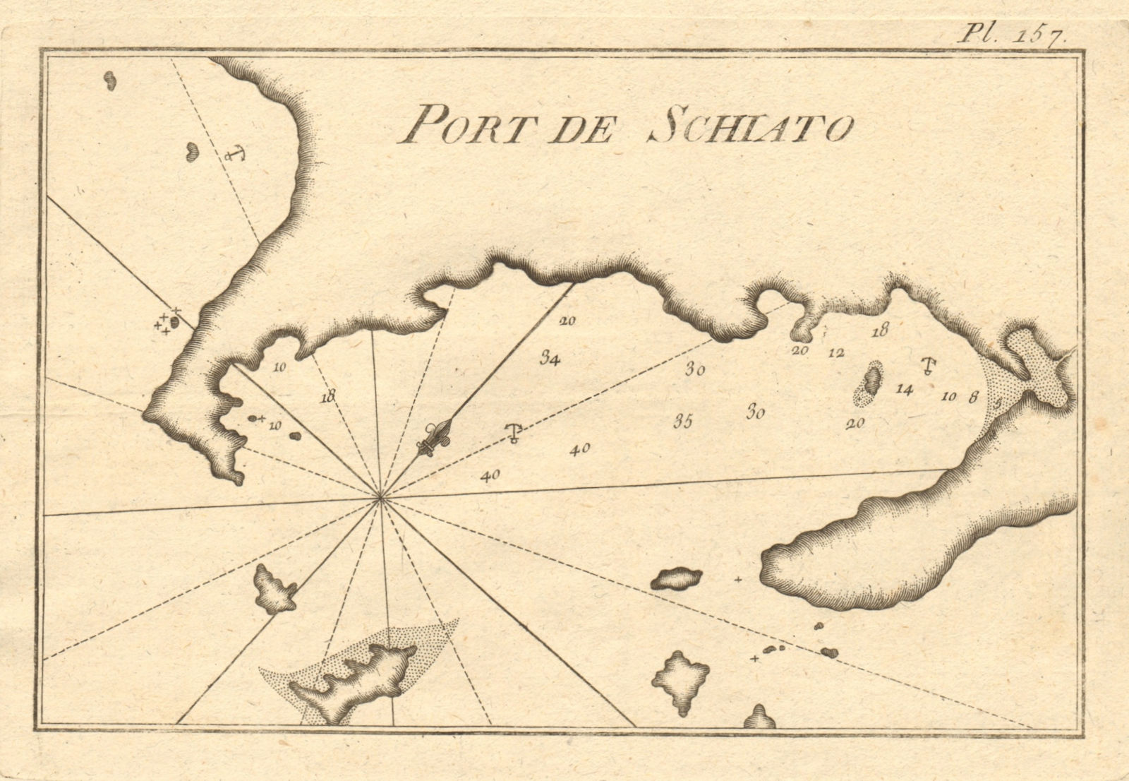 Associate Product Port de Schiato. The harbour of Skiathos, Sporades. Greece. ROUX 1804 old map