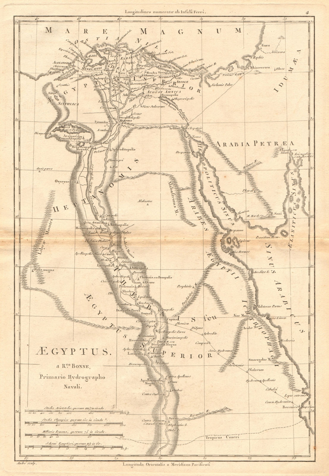 Associate Product Aegyptus. Ancient Egypt. Nile valley. BONNE 1787 old antique map plan chart