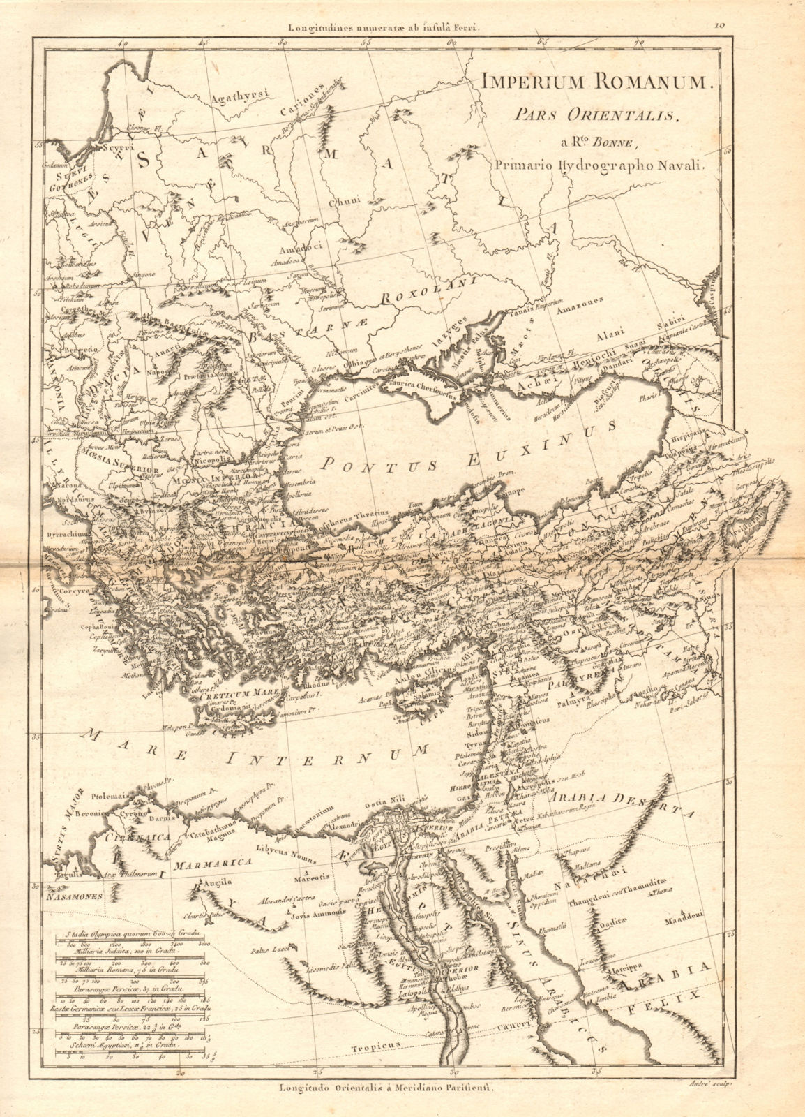 Imperium Romanum, pars Orientalis. Roman Empire, eastern part. BONNE 1787 map