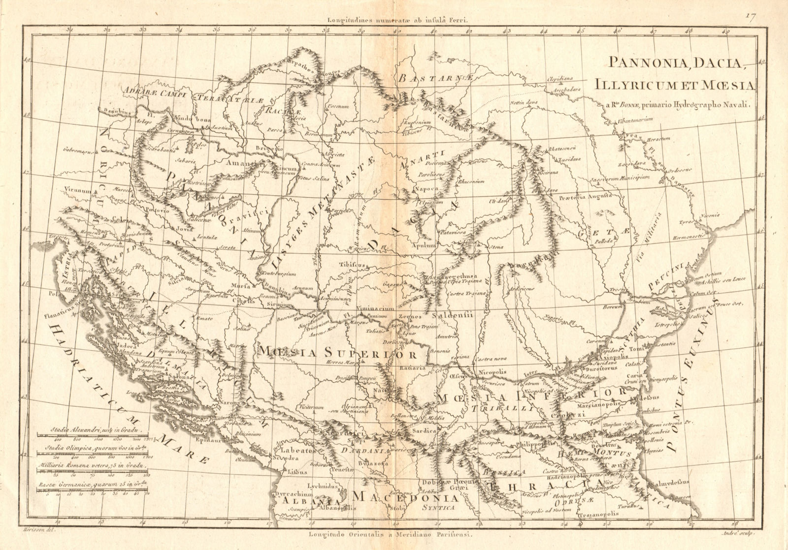 Associate Product Pannonia, Dacia, Illyricum et Moesia. Roman Empire Balkans. BONNE 1787 old map