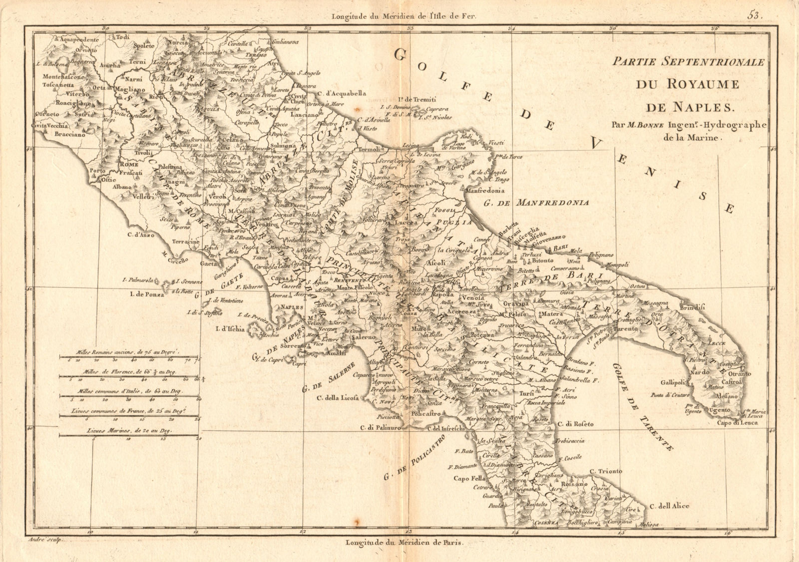 Associate Product Partie Septentrionale du Royaume de Naples. Southern Italy. BONNE 1787 old map