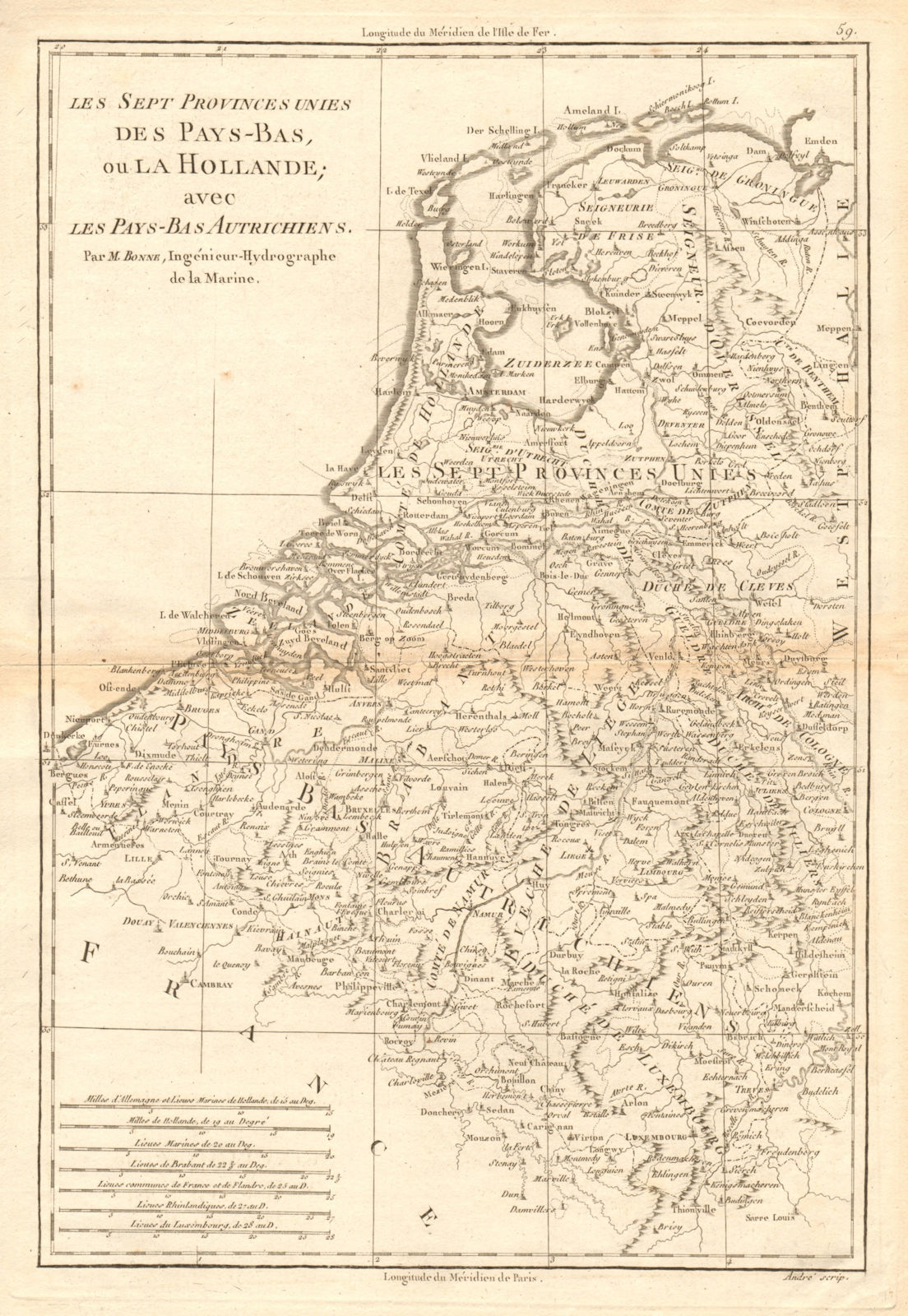 Associate Product Les Sept Provinces Unies des Pays-Bas… Netherlands & Belgium. BONNE 1787 map