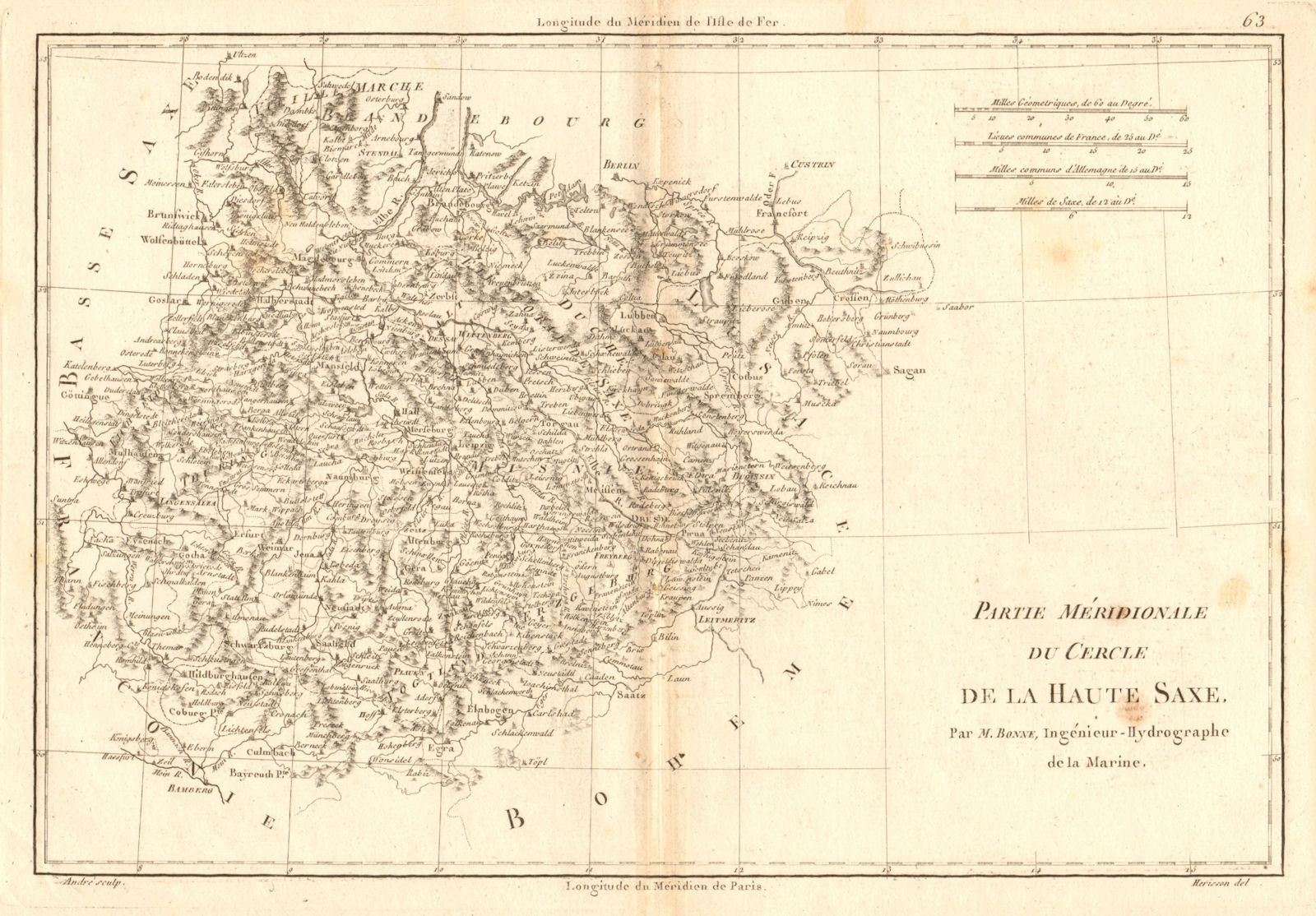 Associate Product Partie Méridionale du Cercle de la Haute Saxe. East Saxony. BONNE 1787 old map