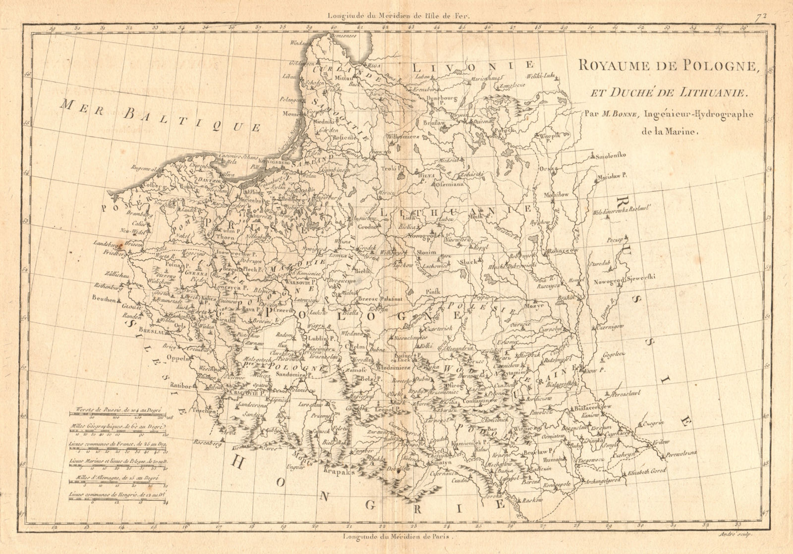 Royaume de Pologne et Duché de Lithuanie. Poland & Lithuania. BONNE 1787 map