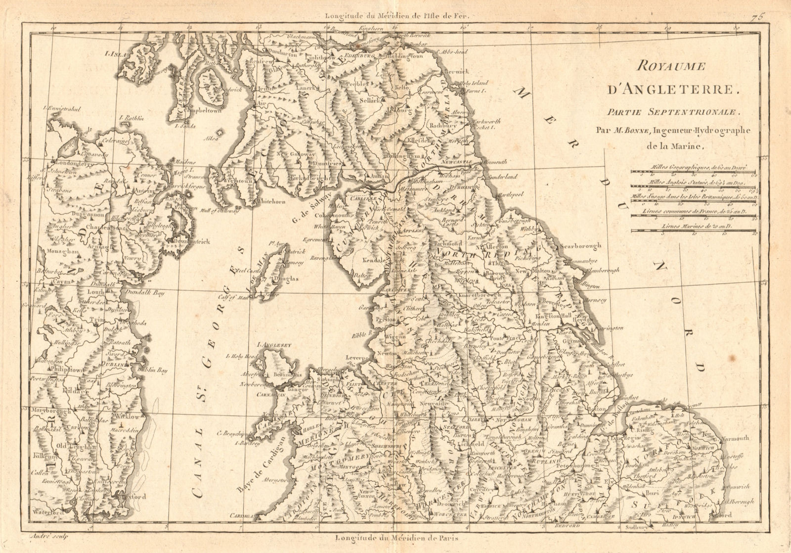 Associate Product Royaume d'Angleterre partie Septentrionale. England & Wales North BONNE 1787 map
