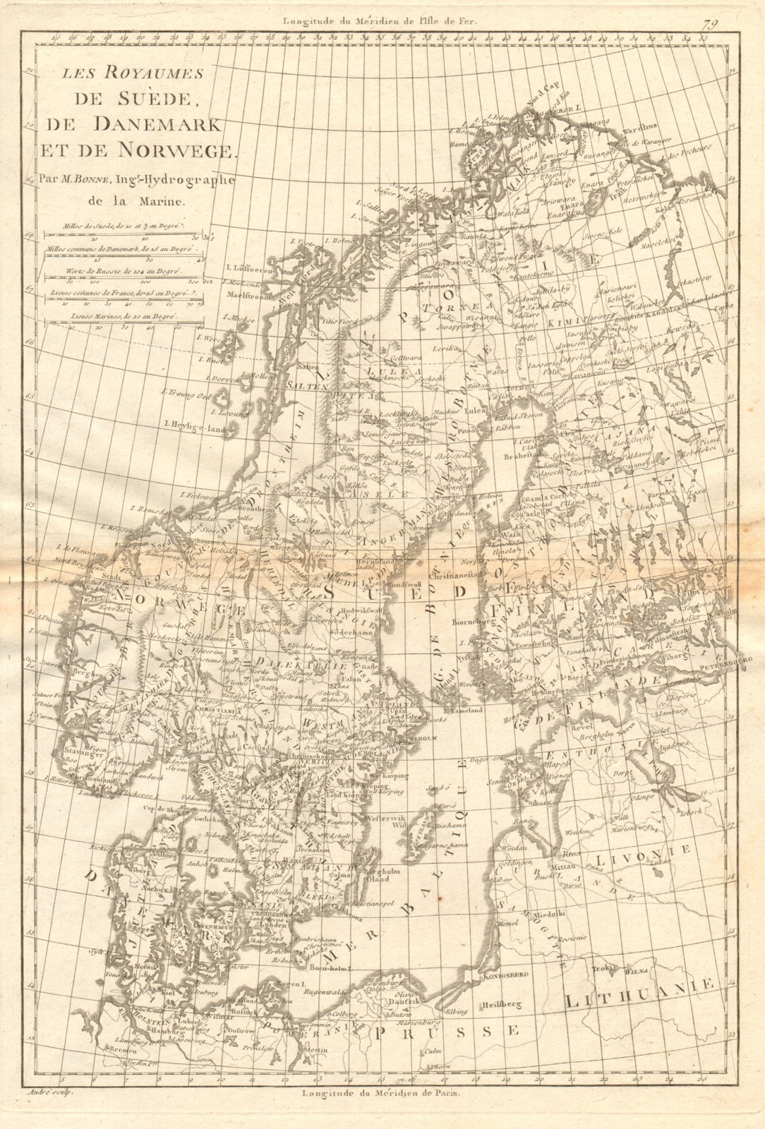 Associate Product Les Royaumes de Suede, de Danemark et de Norwege. Scandinavia. BONNE 1787 map