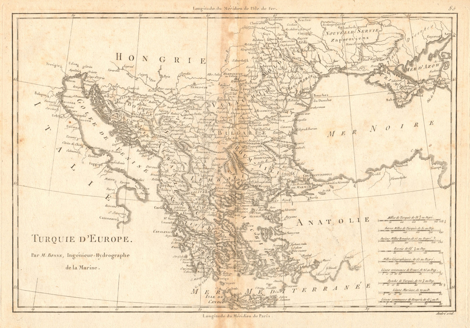 Associate Product Turquie d’Europe. Turkey in Europe. Greece & the Balkans. BONNE 1788 old map