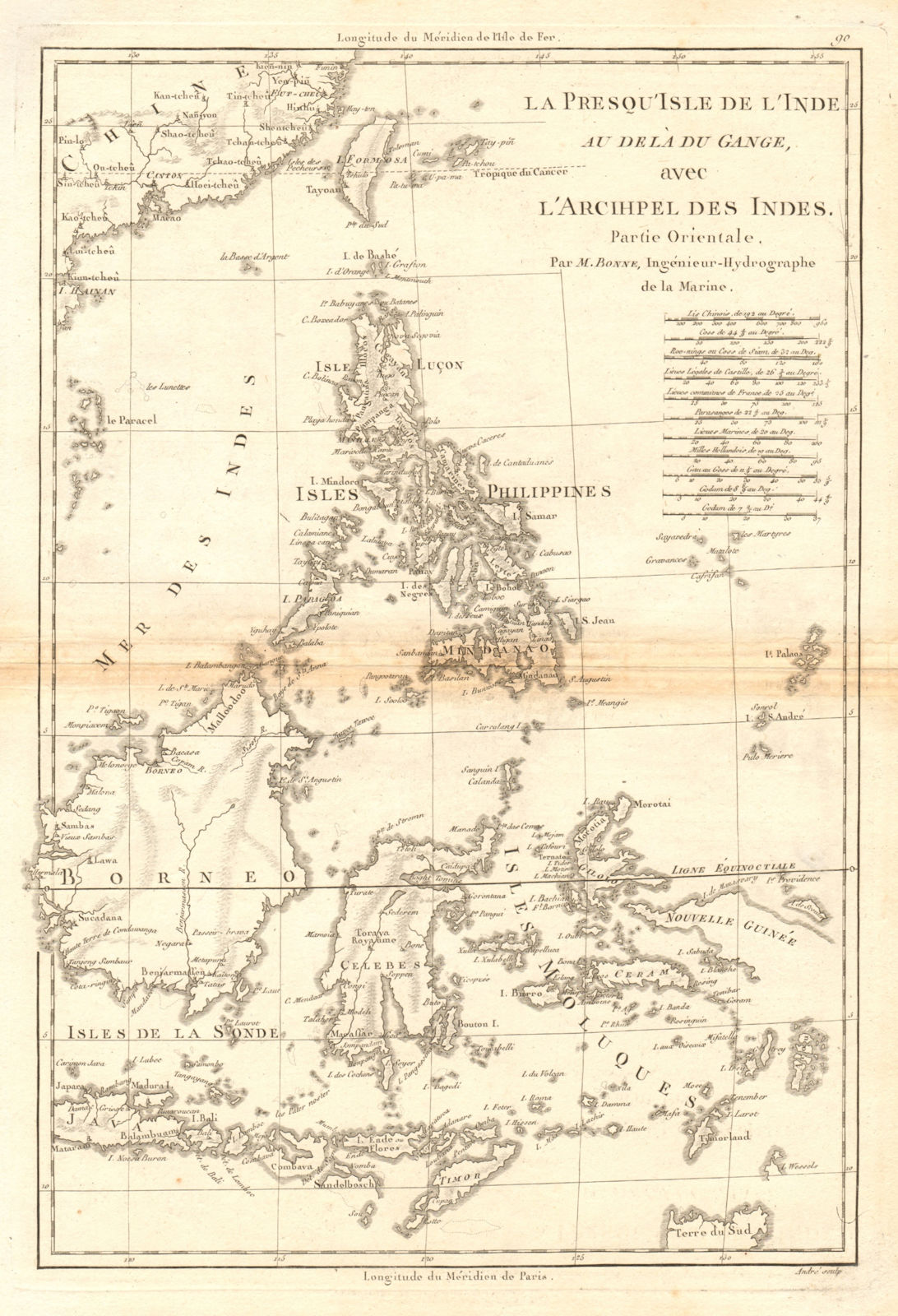 l’Archipel des Indes. East Indies Philippines Indonesia. BONNE 1788 old map