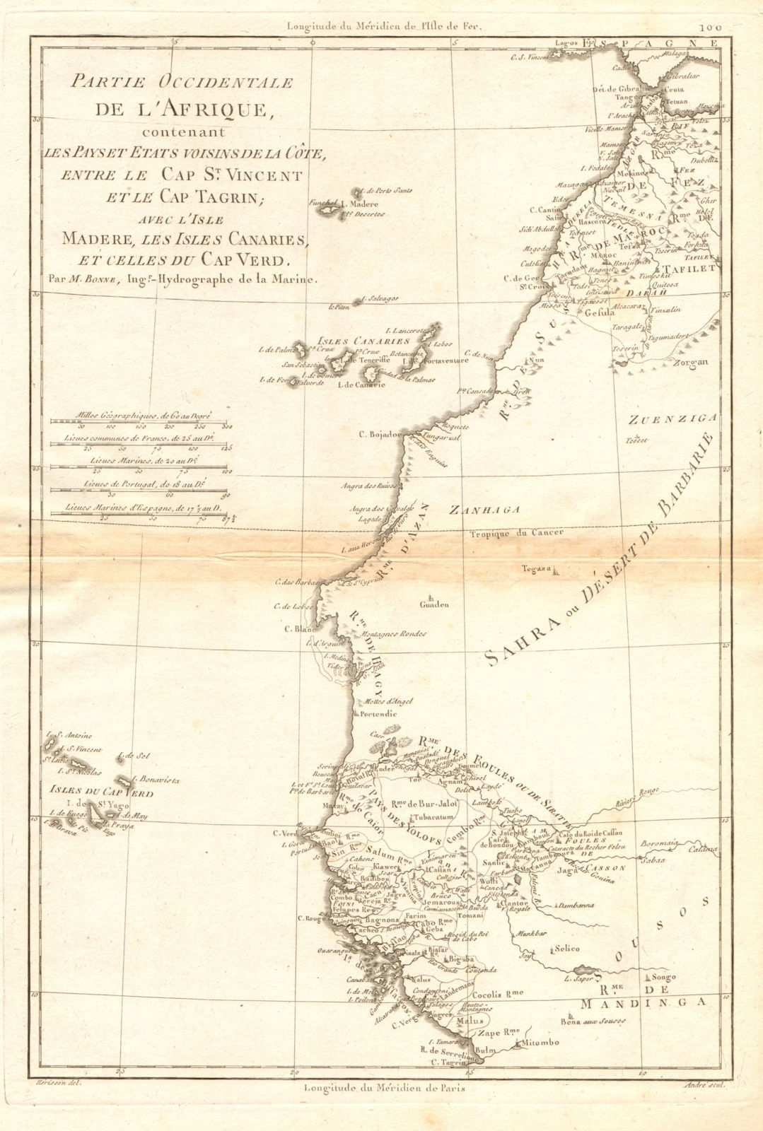 Associate Product Partie Occidentale de l’Afrique. West Africa coast Canary islands BONNE 1788 map