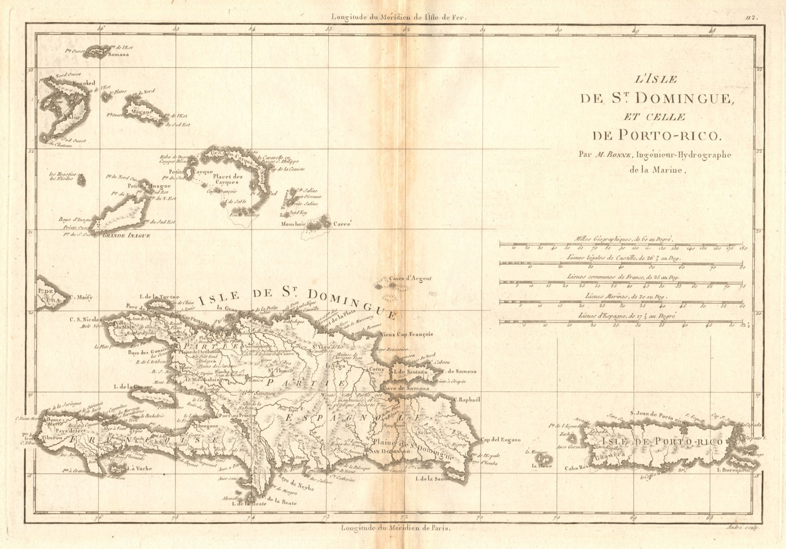 Associate Product L’Isle de St Domingue et… Porto-Rico. Hispaniola & Puerto Rico. BONNE 1788 map