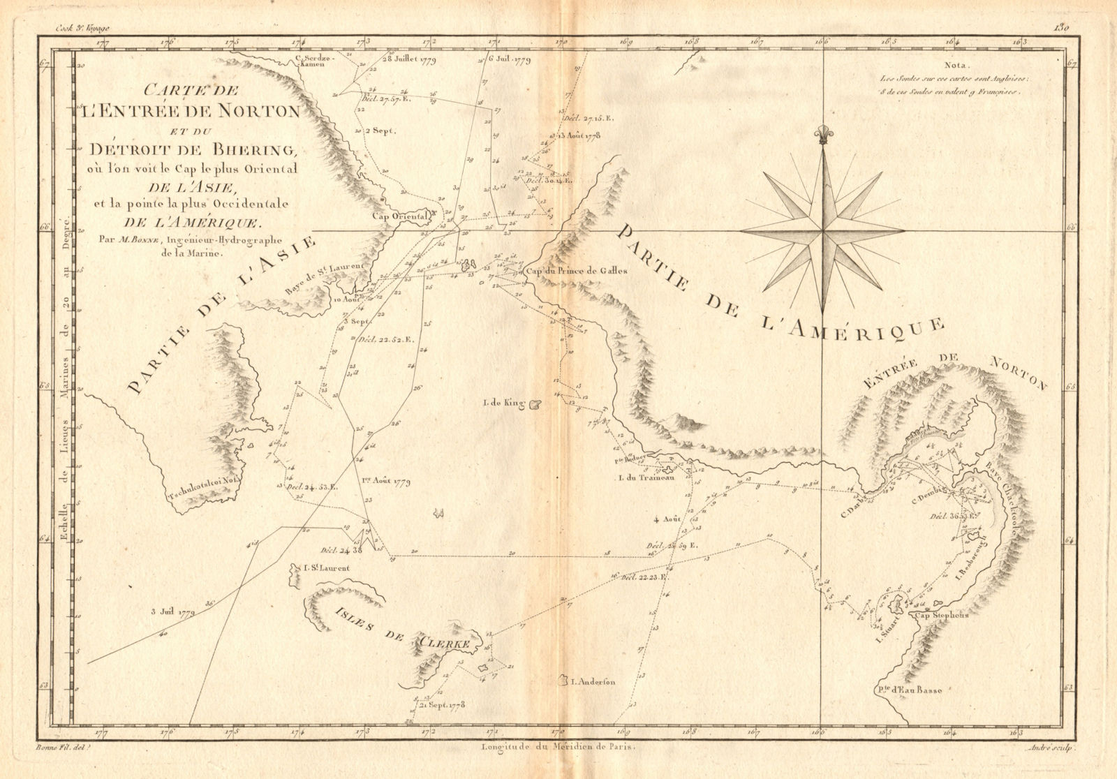 Entrée de Norton & Détroit de Bhering. Bering Strait Norton Sound BONNE 1788 map