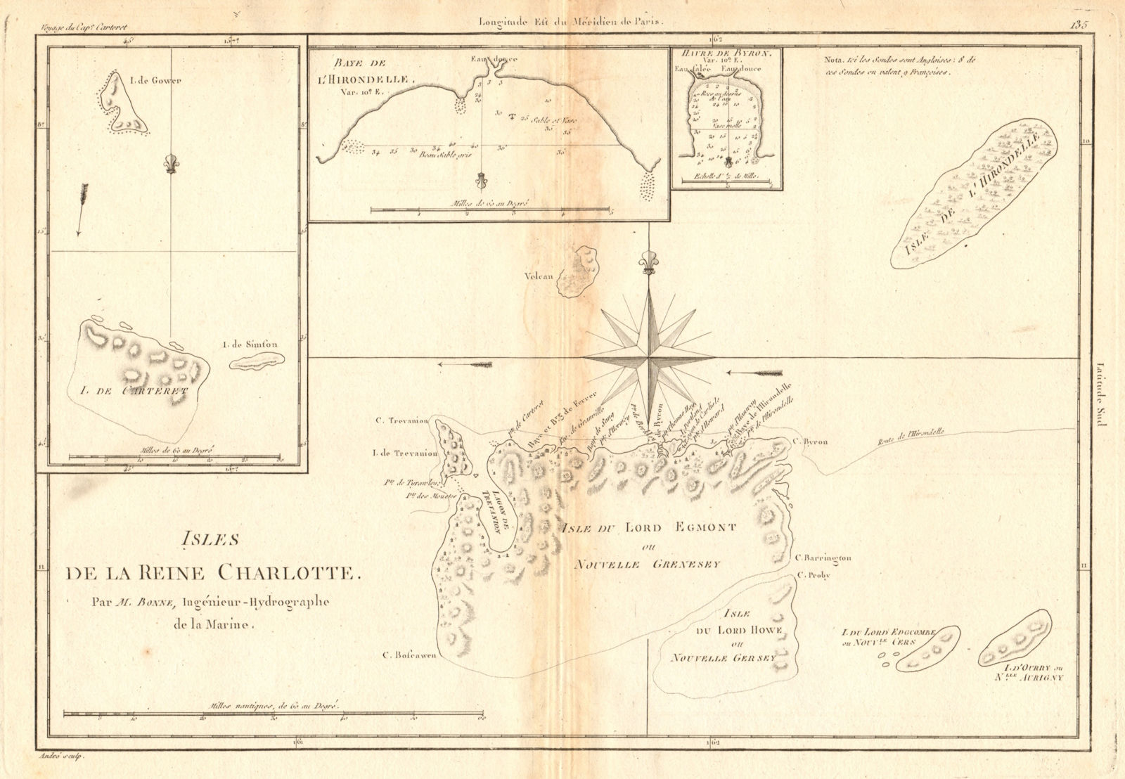 Isles de la Reine Charlotte. Nendo, Santa Cruz, Solomon Islands. BONNE 1788 map