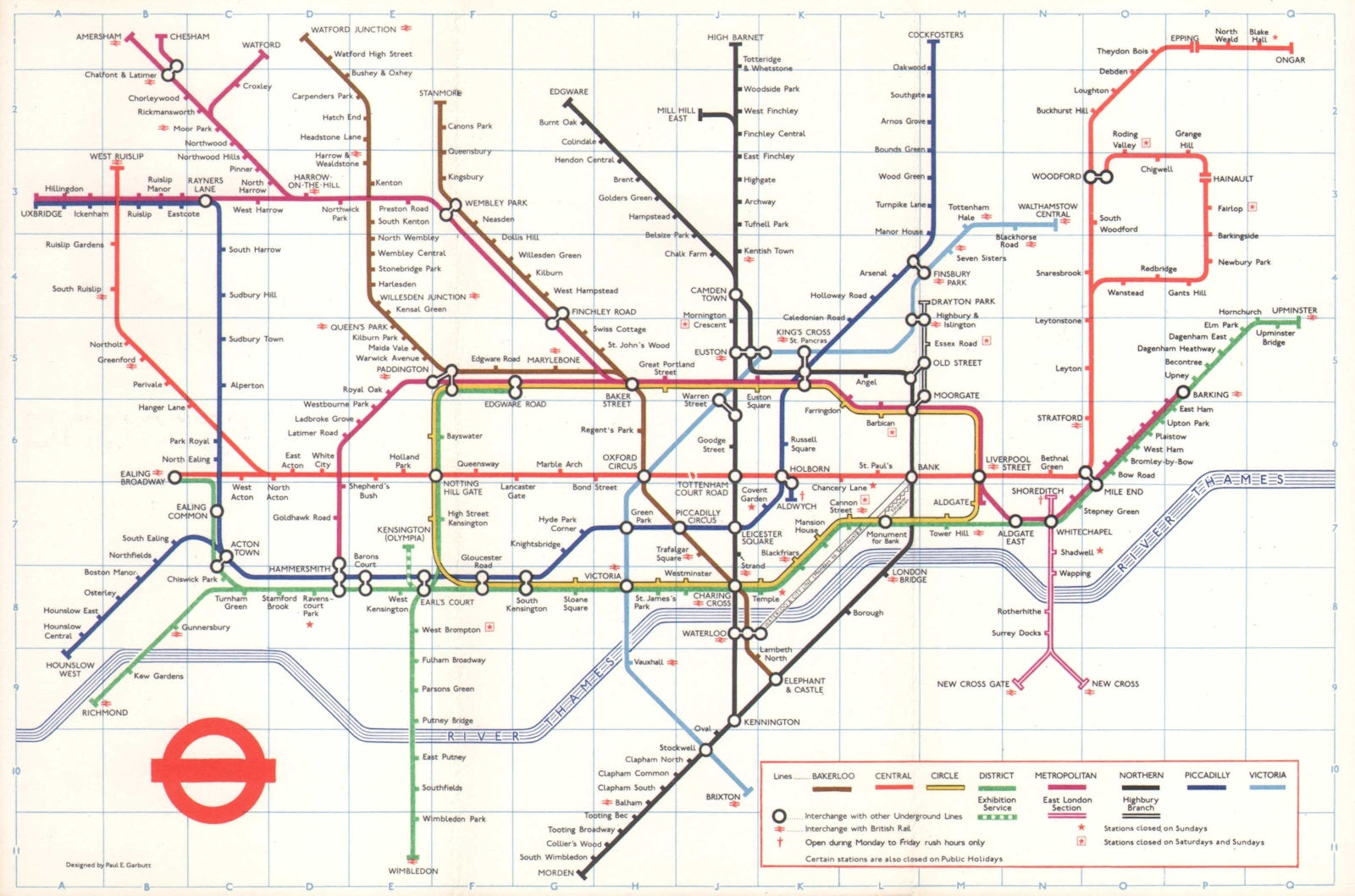 LONDON UNDERGROUND tube map plan. Victoria Line no Pimlico. GARBUTT #1 Apr 1972