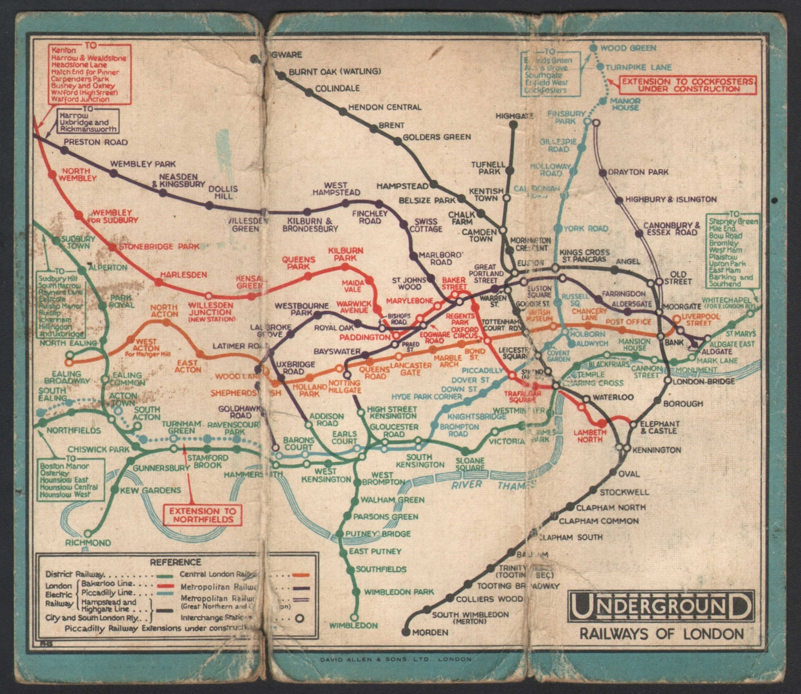 Associate Product LONDON UNDERGROUND tube map diagram plan. Piccadilly extension. STINGEMORE 1930