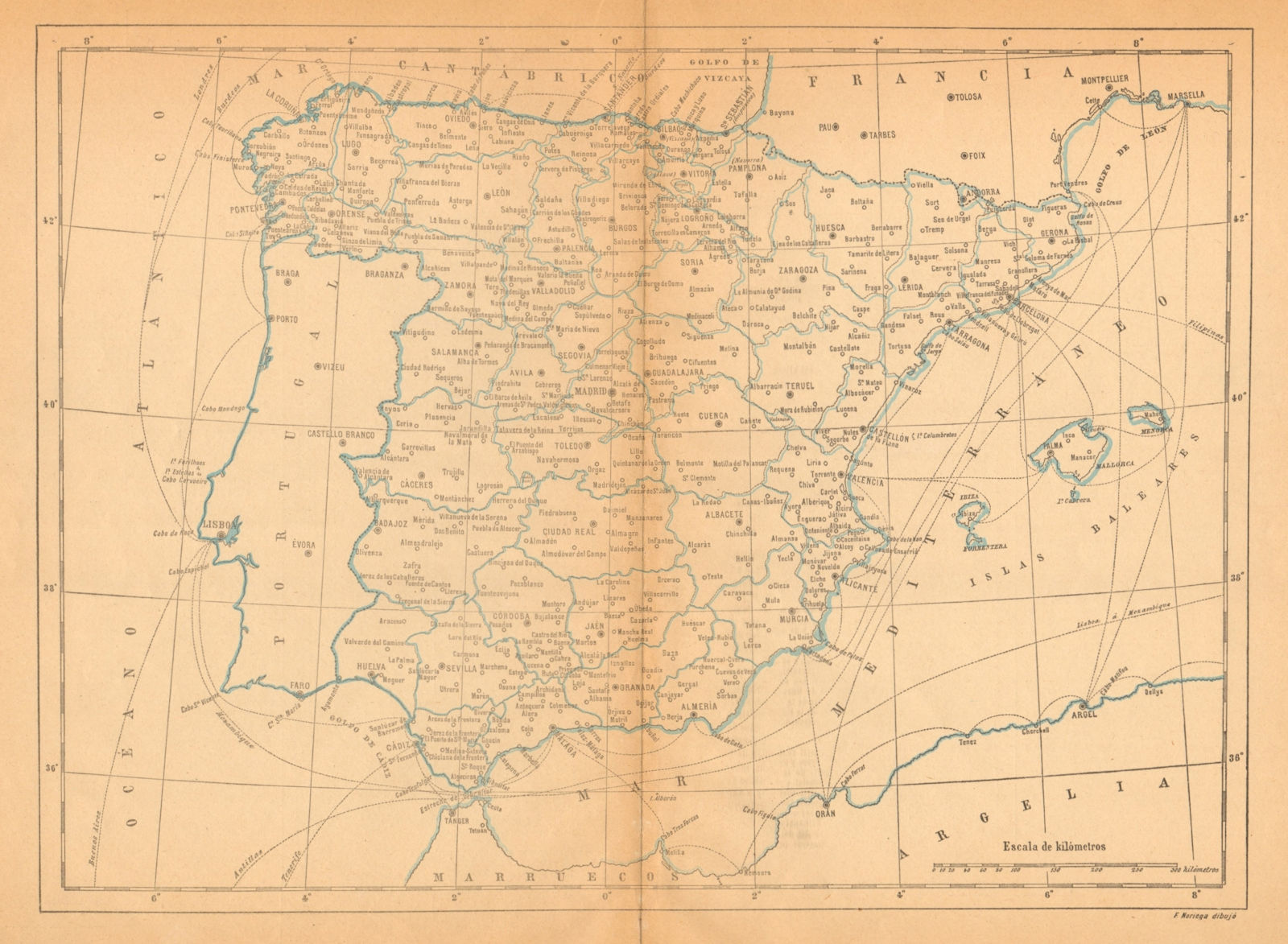 SPAIN ESPAÑA. Mapa antiguo 1914 old antique vintage plan chart
