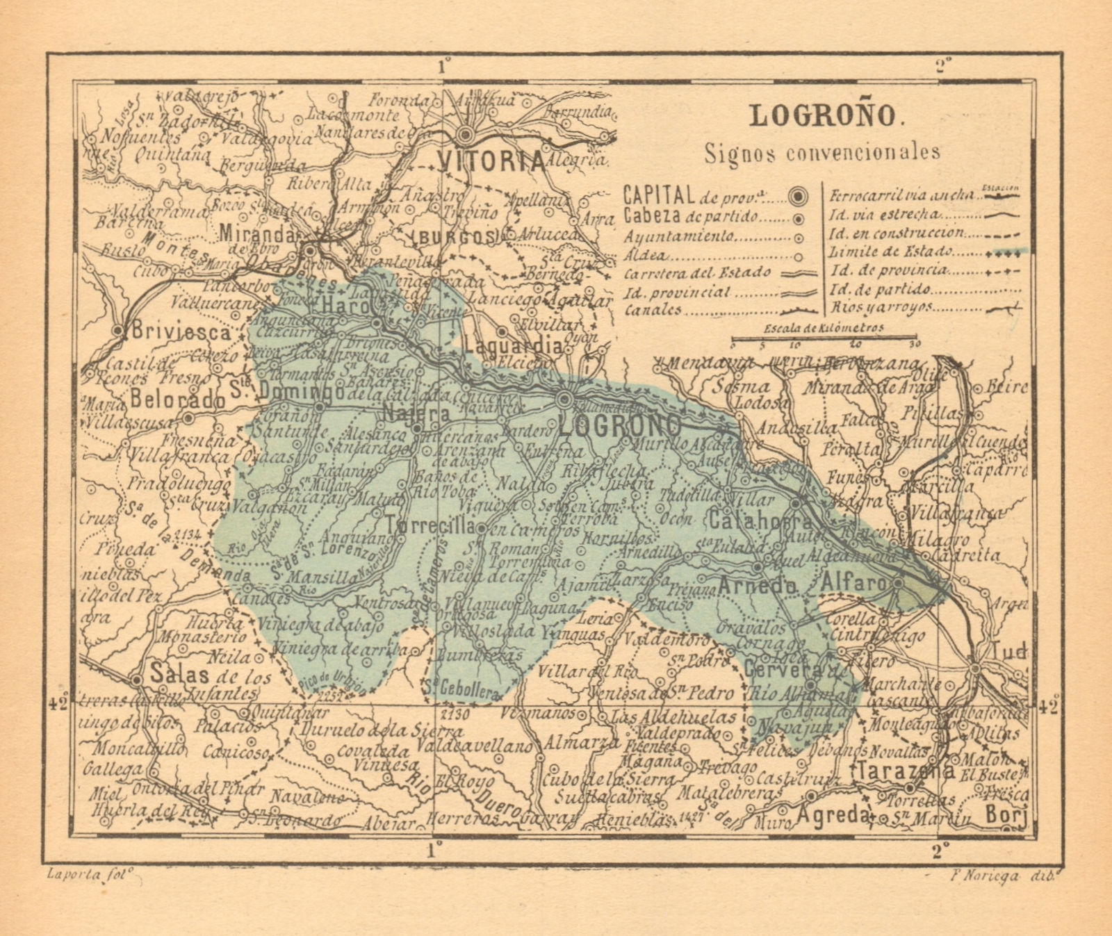LA RIOJA. Logroño Logrono. Mapa antiguo de la provincia 1914 old antique