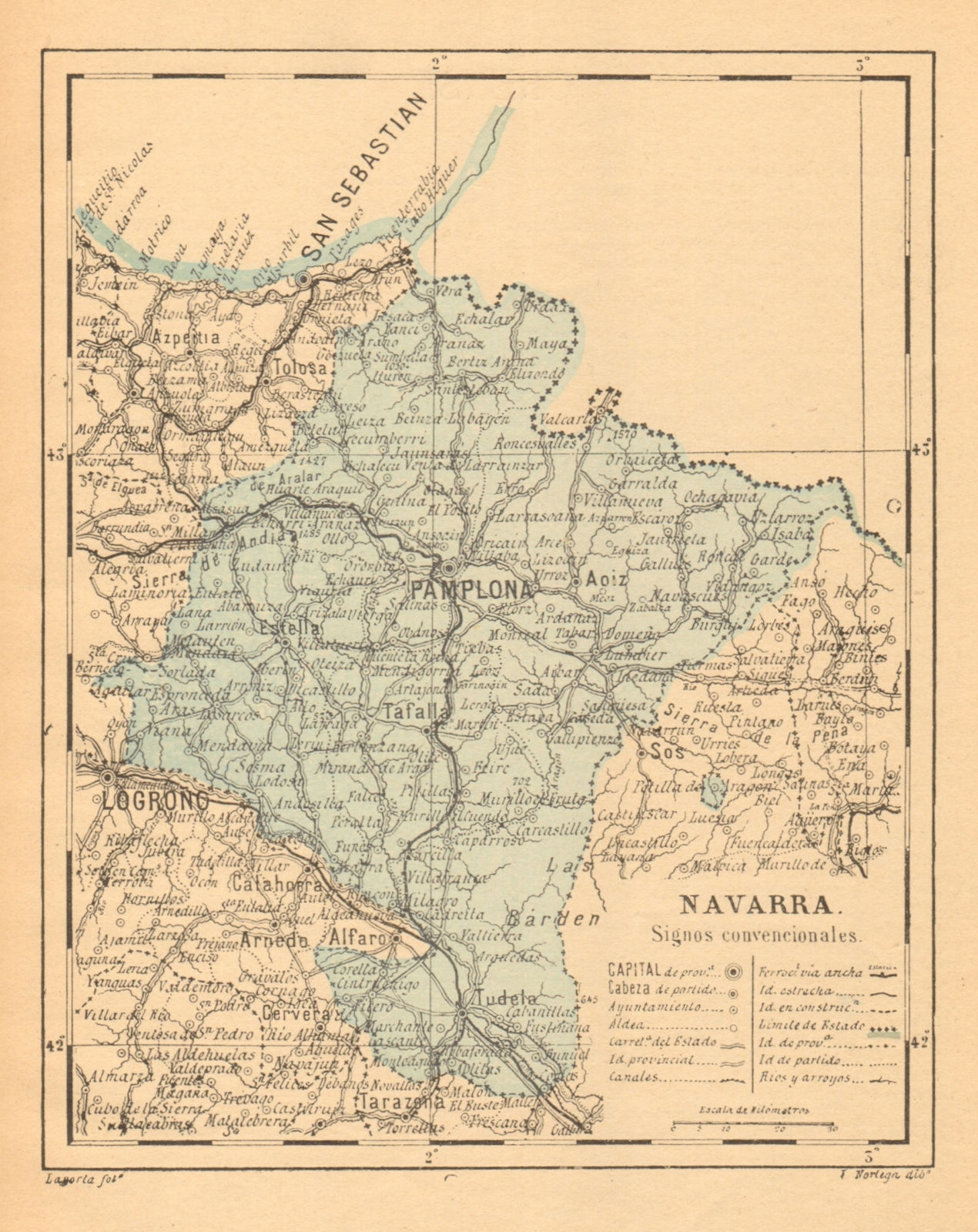 NAVARRE NAFARROA NAVARRA. Pamplona. Iruña. Mapa antiguo de la provincia 1914