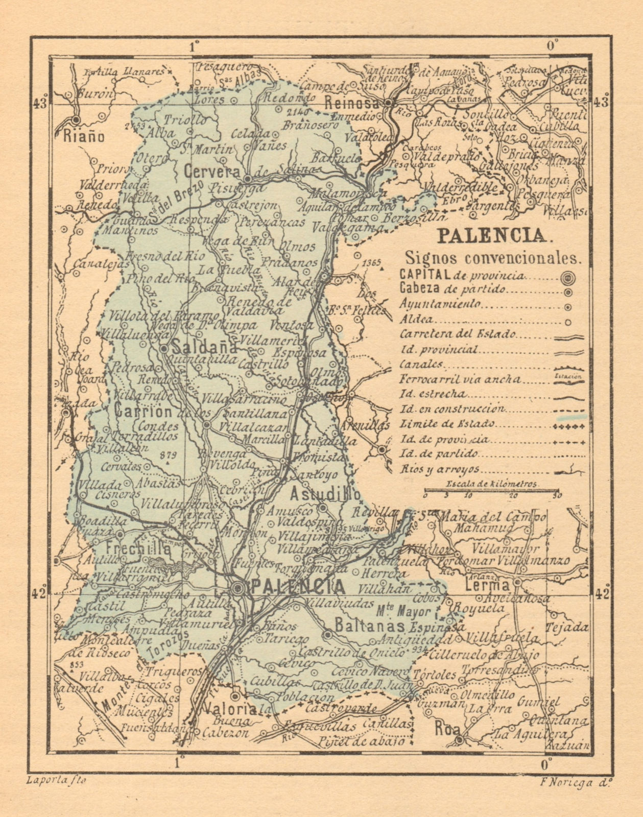 Associate Product PALENCIA. Castilla y León. Mapa antiguo de la provincia 1914 old antique