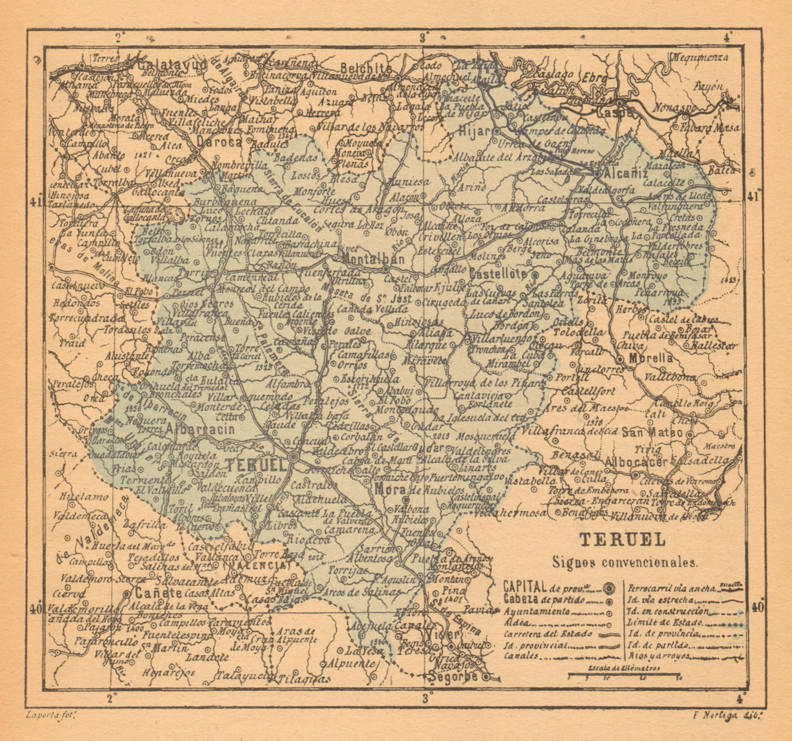 TERUEL. Aragon. Mapa antiguo de la provincia 1914 old antique plan chart