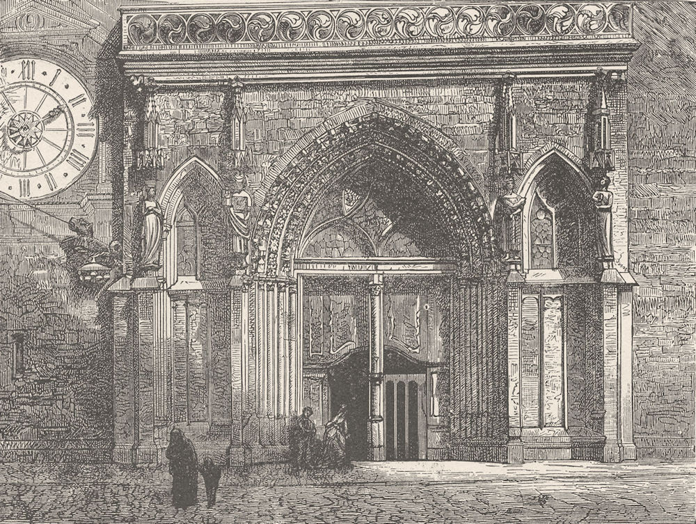 Associate Product SWITZERLAND. Cathedral door, Basel 1903 old antique vintage print picture