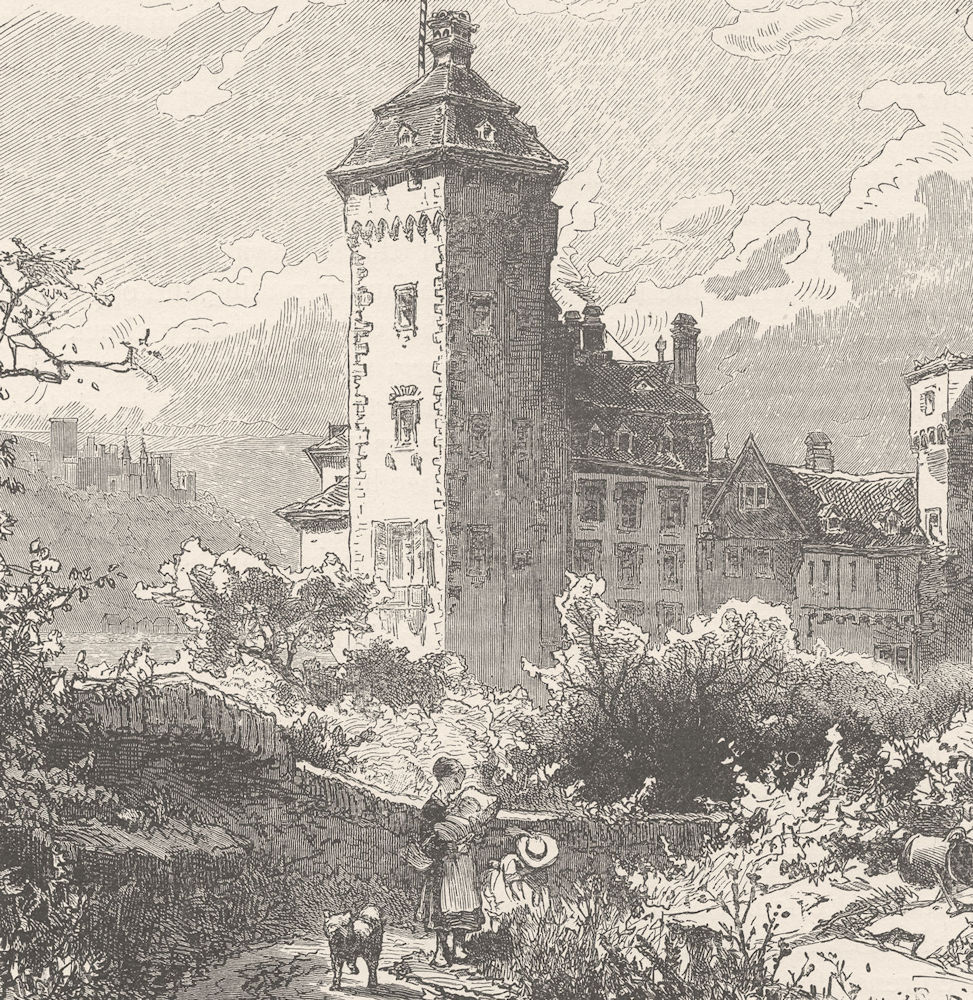 GERMANY. Castle in Oberlahnstein 1903 old antique vintage print picture