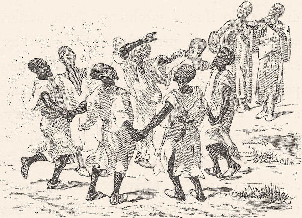 MOROCCO. Negro dancers 1882 old antique vintage print picture
