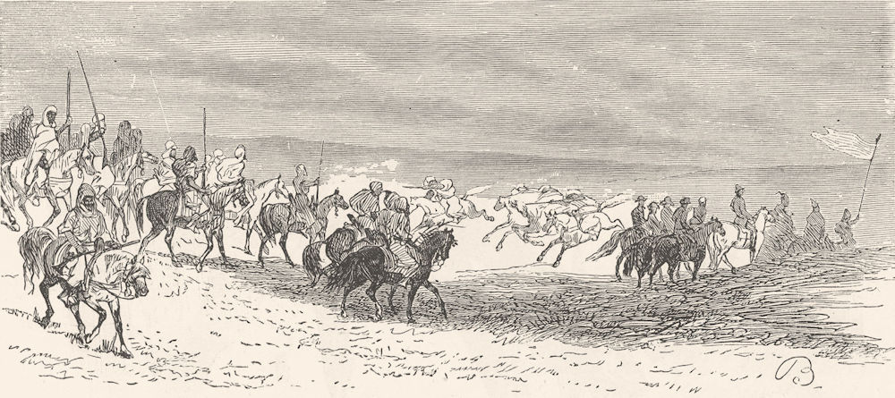 MOROCCO. Evolutions of troops Alkazar 1882 old antique vintage print picture