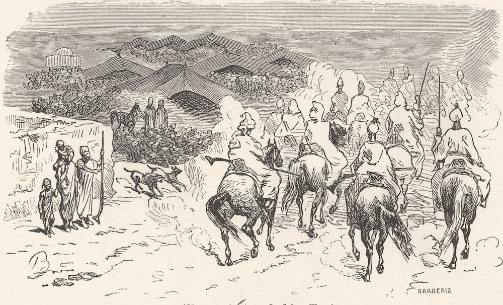 MOROCCO. Village of camel-skin tents 1882 old antique vintage print picture