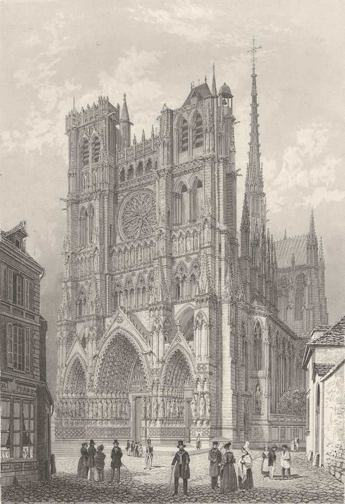 FRANCE. Amiens Cathedral c1856 old antique vintage print picture
