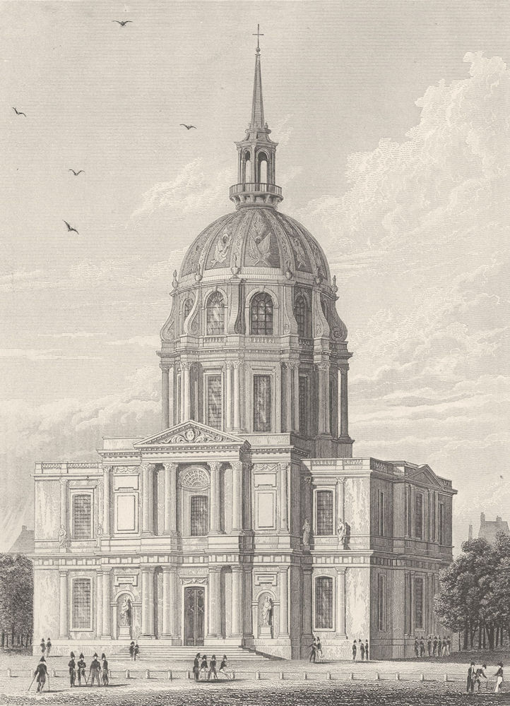 PARIS. Chapelle des Invalides(East Front) c1856 old antique print picture