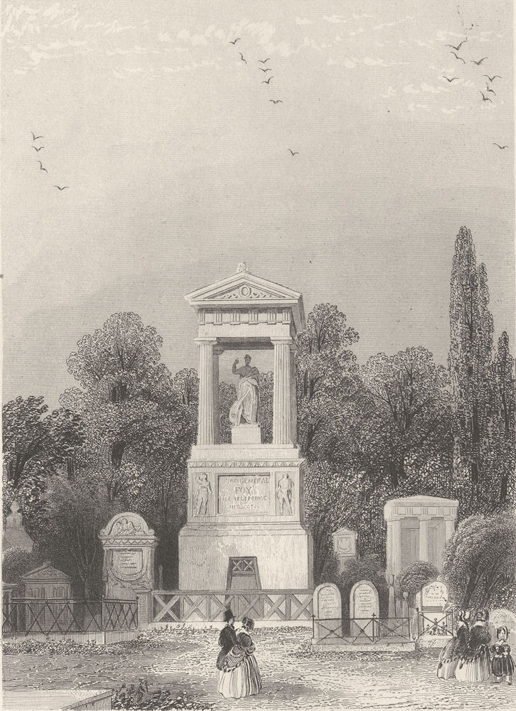 PARIS. Monument du General Foy. Pere la Chaise c1856 old antique print picture