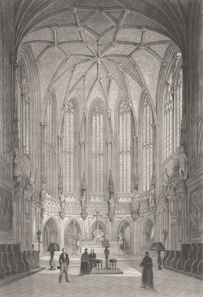 BELGIUM. Church of St Jacques, Liège c1856 old antique vintage print picture