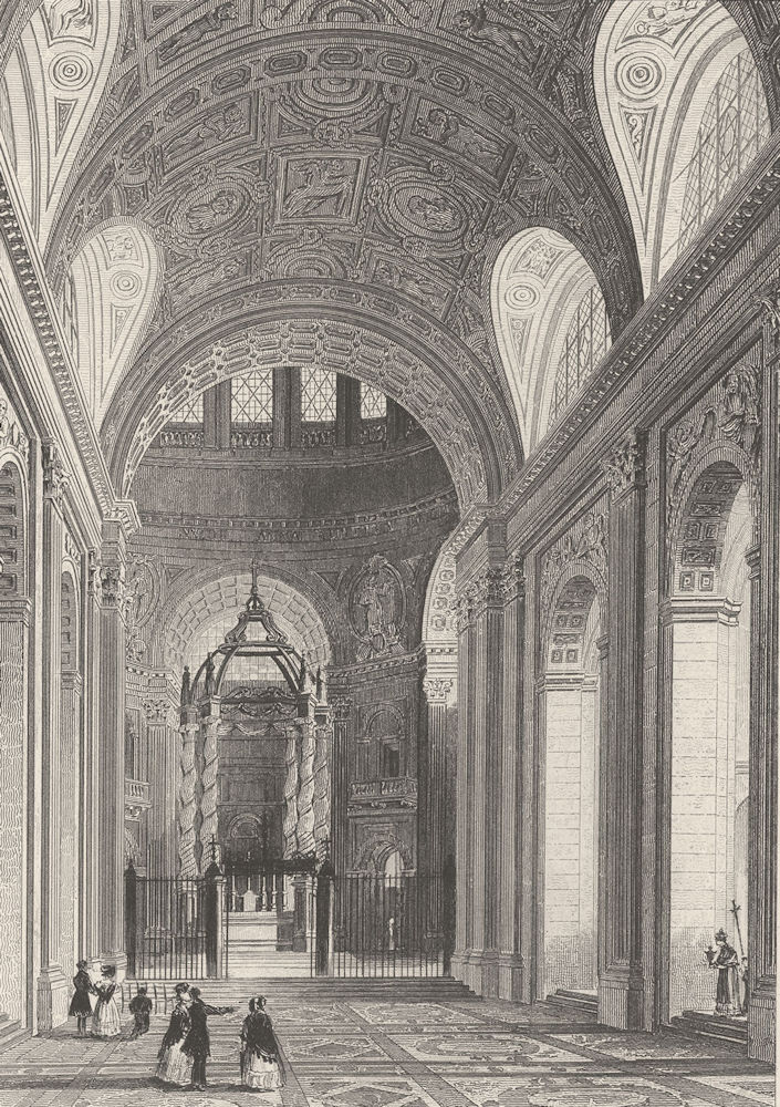 FRANCE. Interieur de la Chapelle val Grace. Paris c1856 old antique print